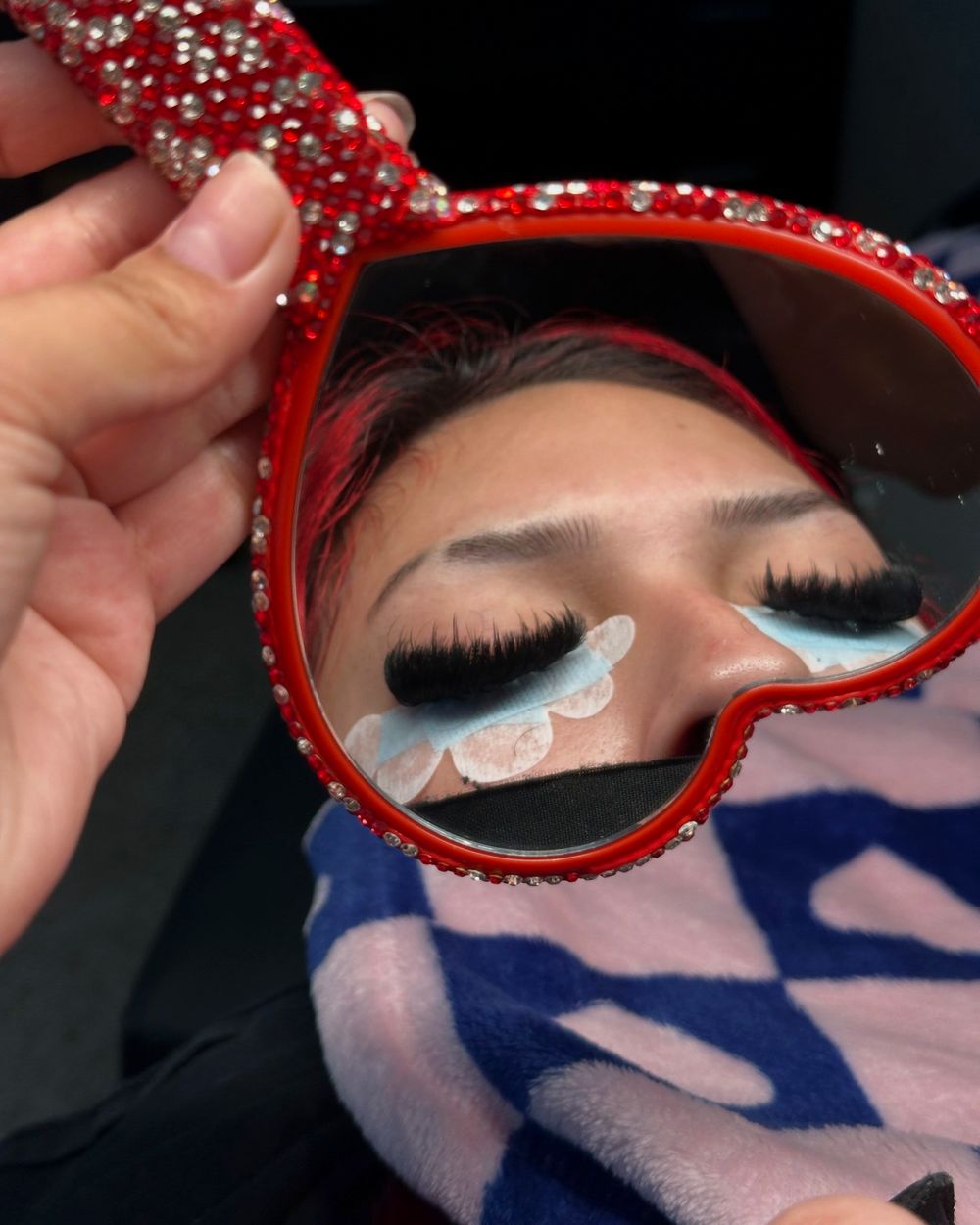 Fluffy volume set reflected in the mirror
